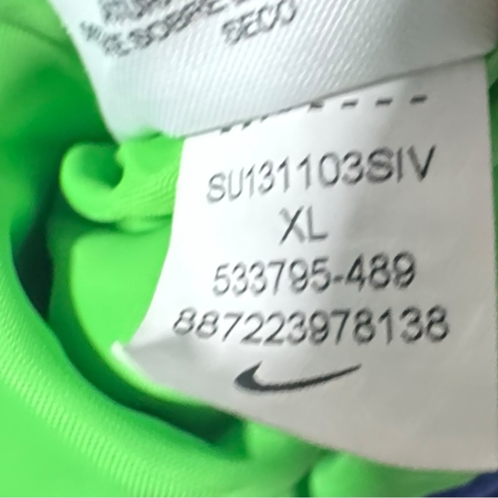 Nike Lime Green and Silver Hooded Jacket windbreaker Y2K XL - Picture 12 of 13